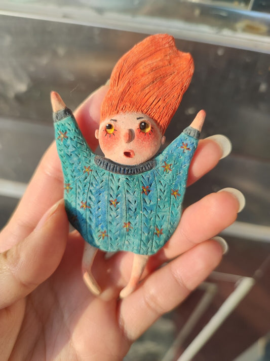 The Wind Girl - Handcrafted Air Dry Clay Refrigerator Magnet