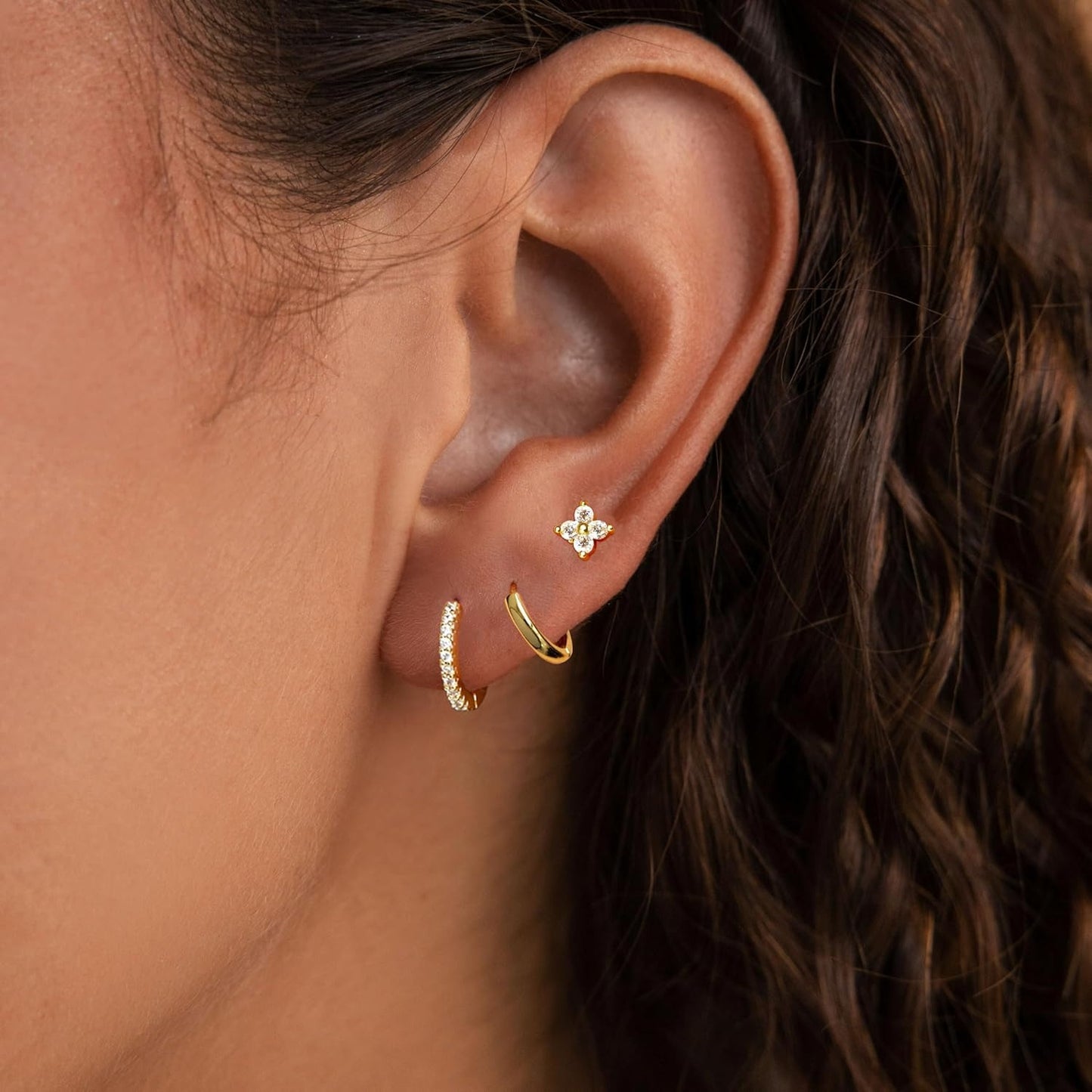 Flower Gold Stud Earring Sets