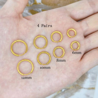 4 Pairs Huggie Gold Hoop Earrings Set