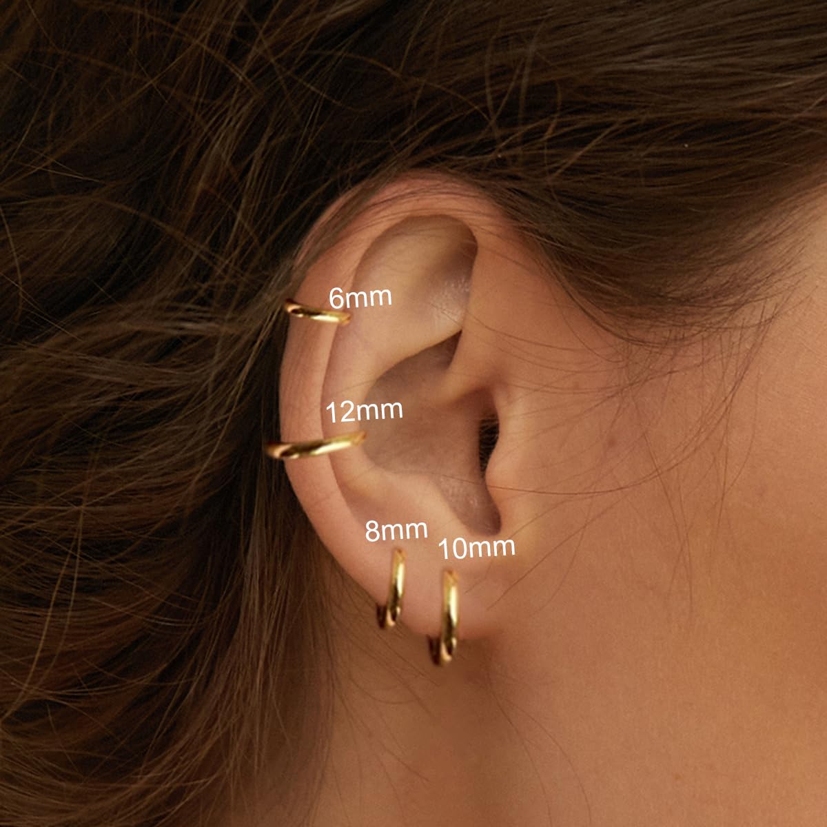 4 Pairs Huggie Gold Hoop Earrings Set