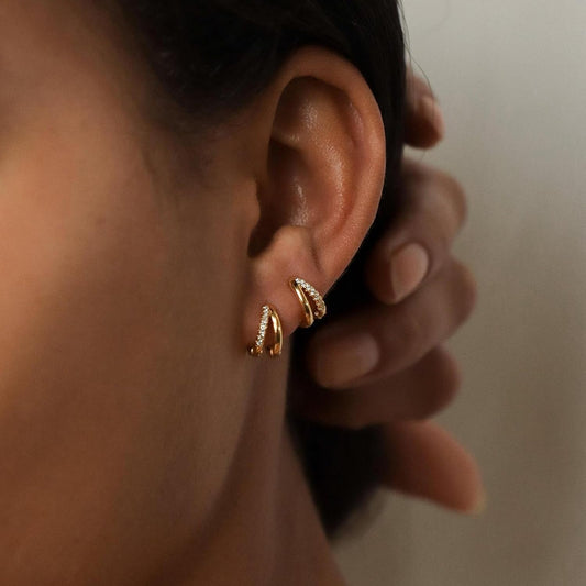 14K Gold/Silver Huggie Hoop Earrings for Gifts