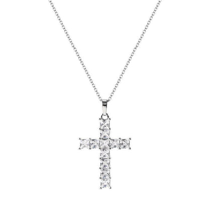 Cross Pendant Necklace Full Diamond Square Hip Hop Necklace