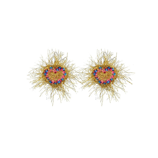 Love Fireworks Golden Earrings Hand-woven Cotton