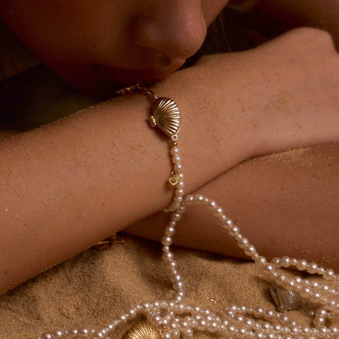 Ocean Golden Shell Pearl Jewelry