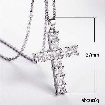 Cross Pendant Necklace Full Diamond Square Hip Hop Necklace