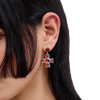 Punk Goth Red Cross Earrings Dark Halloween Earrings