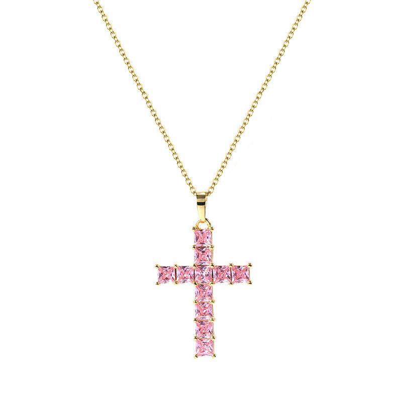 Cross Pendant Necklace Full Diamond Square Hip Hop Necklace