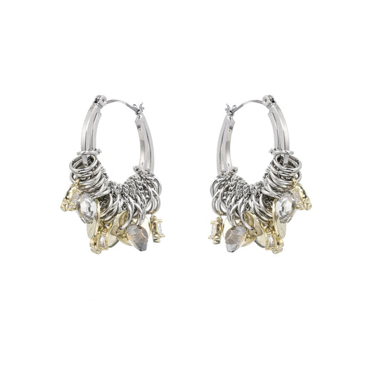 Twist Coil Gold and Silver Diamond Earrings