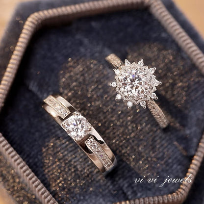 Couple Diamond Pattern Ring