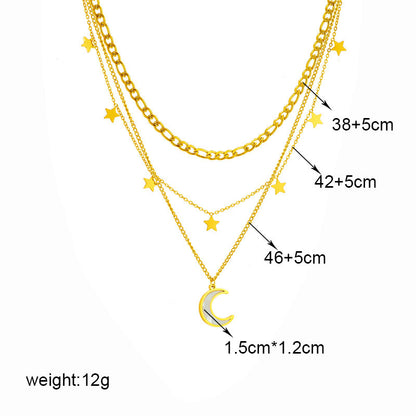 Multi-layer Titanium Steel Necklace Star Moon Clavicle Chain