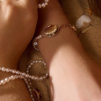 Ocean Golden Shell Pearl Jewelry