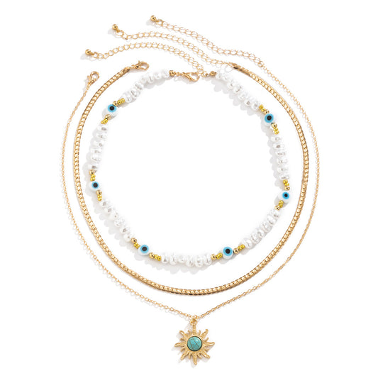 Eyes Pearl Necklace Sun Turquoise