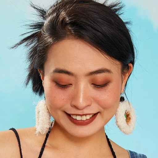 Vacation Colored Plush Earrings Hand-woven Cotton