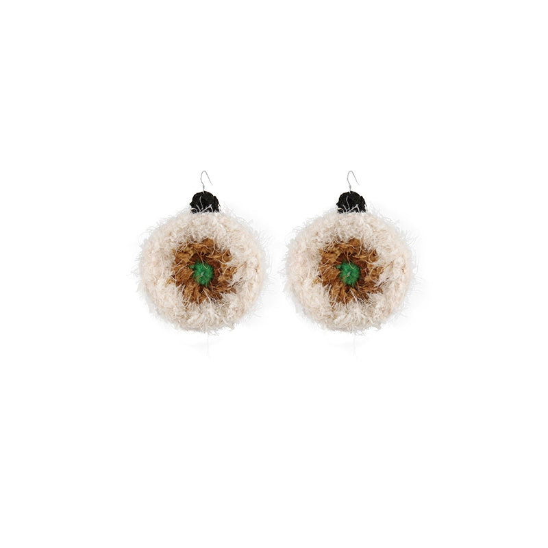 Vacation Colored Plush Earrings Hand-woven Cotton