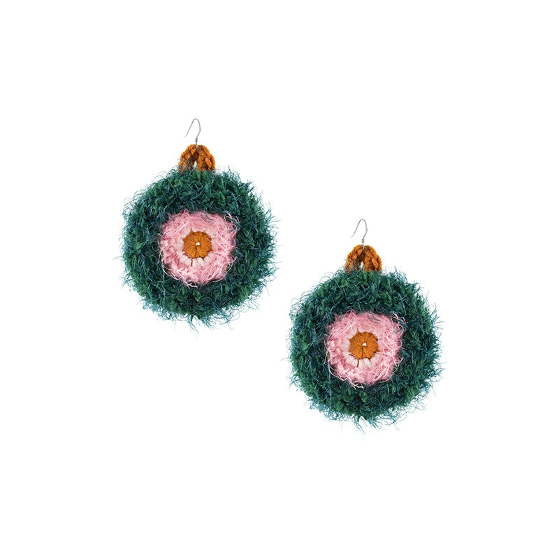 Vacation Colored Plush Earrings Hand-woven Cotton