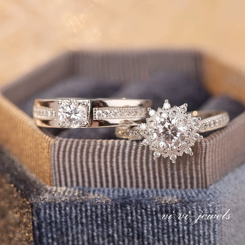 Couple Diamond Pattern Ring