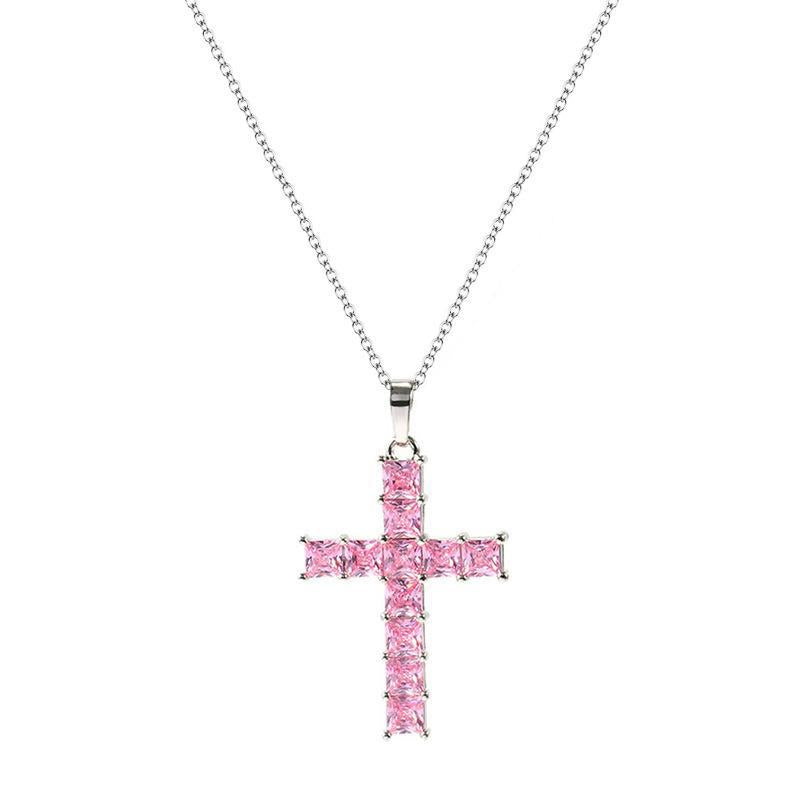 Cross Pendant Necklace Full Diamond Square Hip Hop Necklace