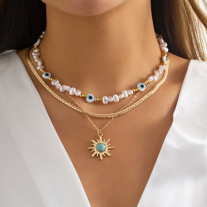 Eyes Pearl Necklace Sun Turquoise