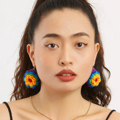 Music Festival Flowers Rainbow Earrings Hand-woven Cotton