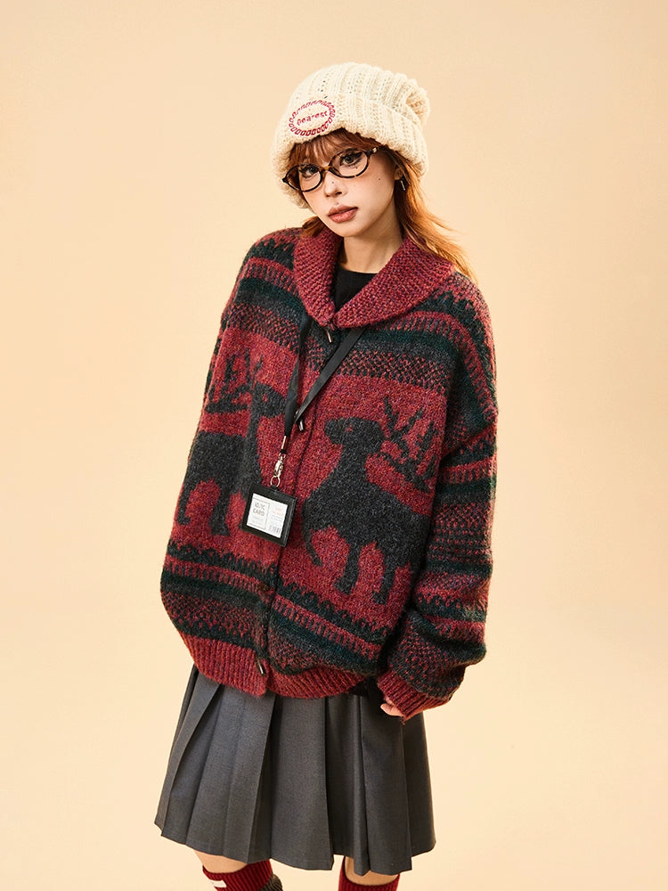 Christmas Elk Sweater Cardigan Jacket