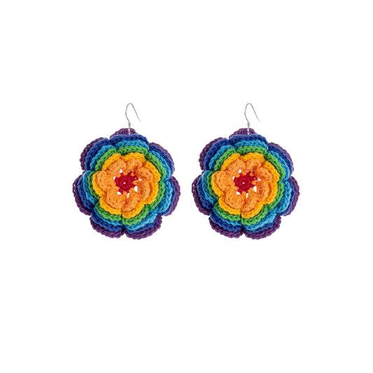 Music Festival Flowers Rainbow Earrings Hand-woven Cotton