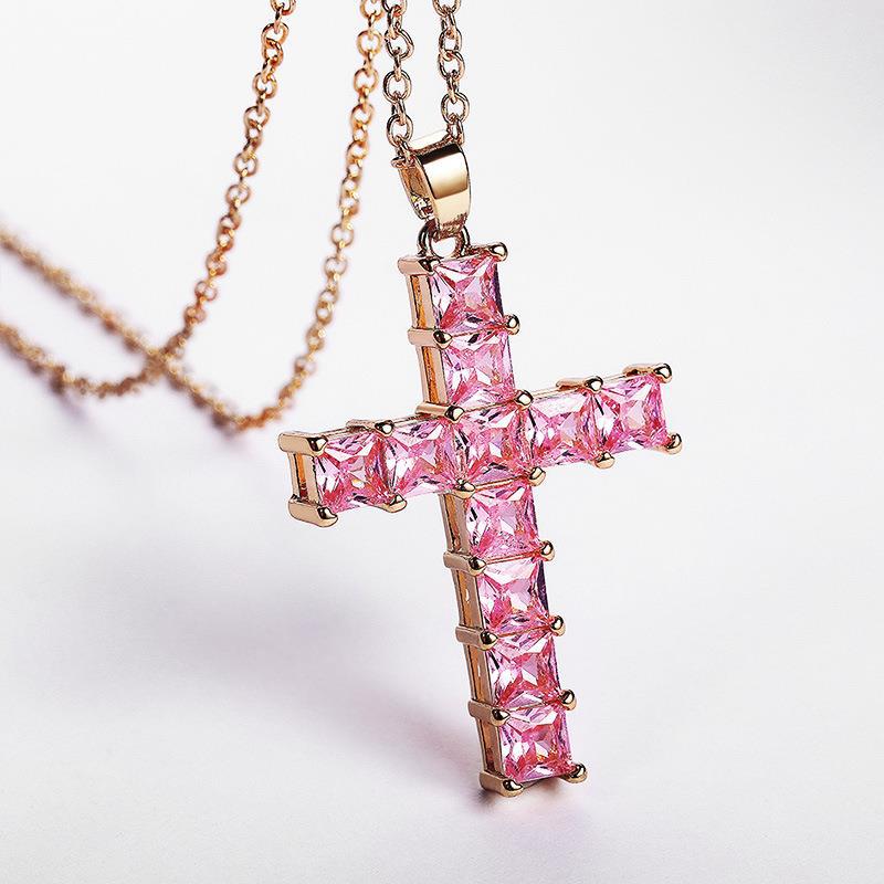 Cross Pendant Necklace Full Diamond Square Hip Hop Necklace