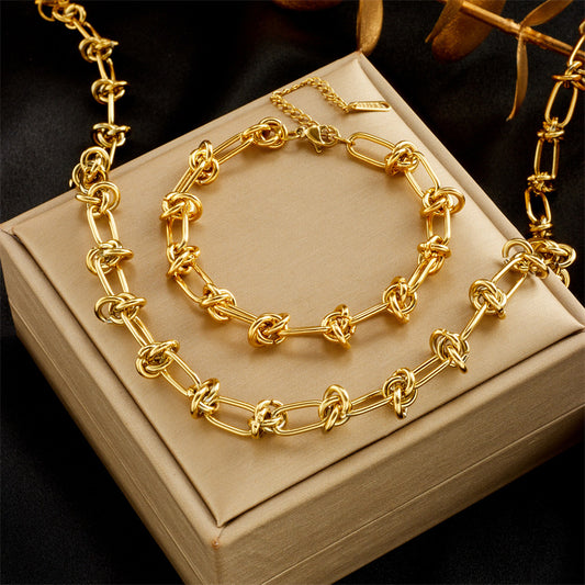 Fashion Gold Plated Titanium Steel Necklace Metal Hip Hop Punk Bracelet