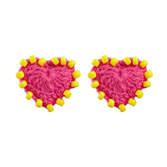 Original Pink Love Sweet Cool Earrings Hand-woven Cotton