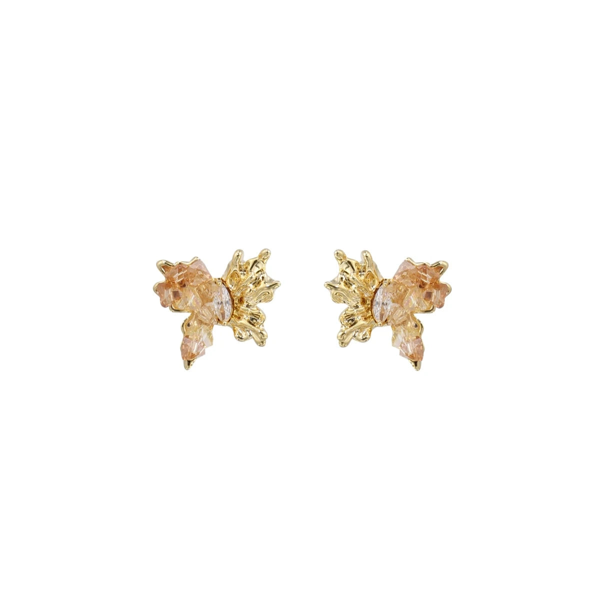 18K Golden Diamond Butterfly Earrings