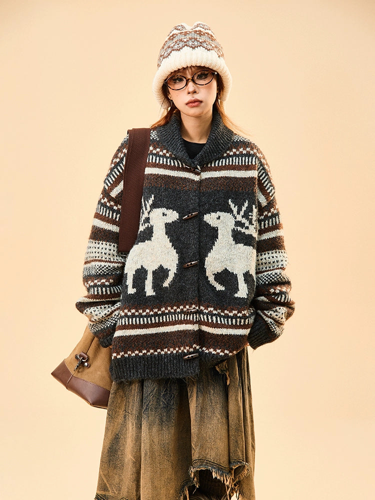 Christmas Elk Sweater Cardigan Jacket