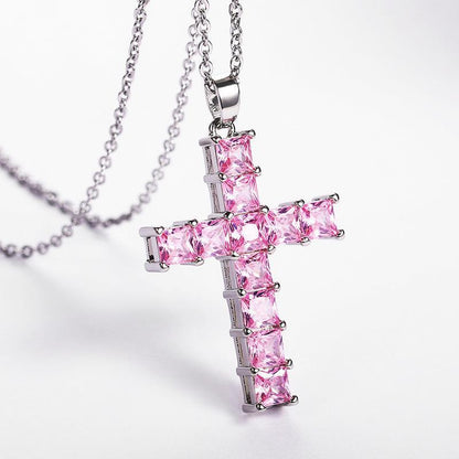 Cross Pendant Necklace Full Diamond Square Hip Hop Necklace